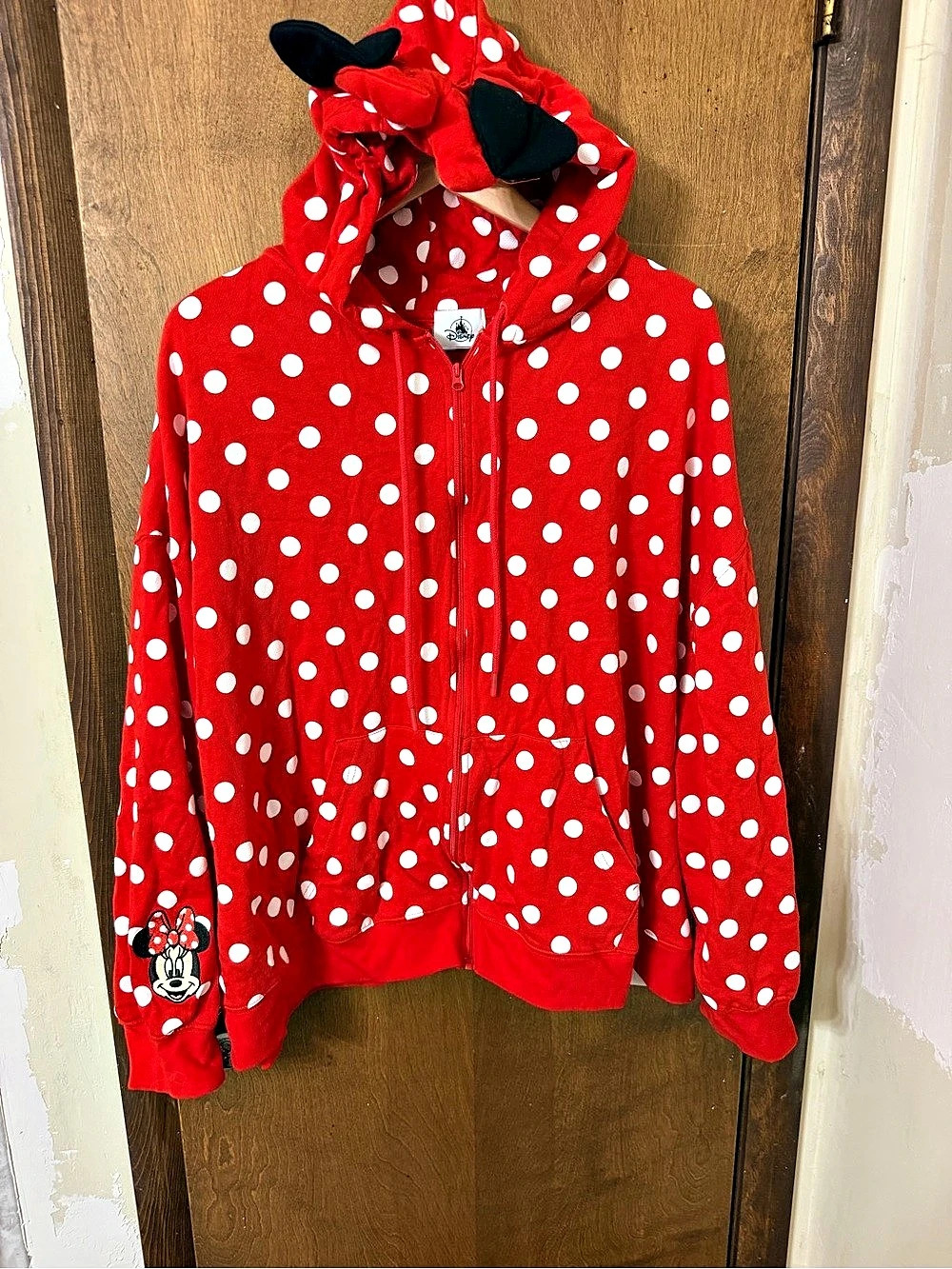 Disney Women’s 3X  Red Polka Dot Minnie Mouse Hoodie with Ears